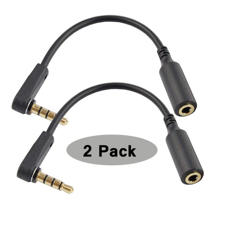 Seadream 3.5mm Extension Cable Angle Short;2Pack 6 inch 4-Pole 3.5mm Male Right Angle to Female Stereo Audio Cable Headset Extension Cable - Image 2